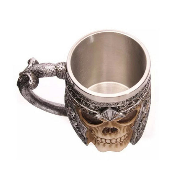 Striking Skull Warrior Beer Mug