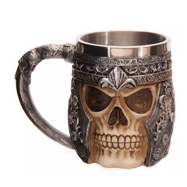Striking Skull Warrior Beer Mug